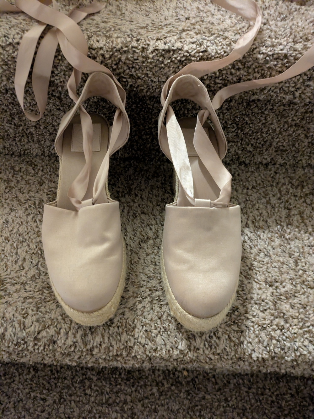 Tory Burch Satin Espadrille Tie-Up Flats in Light Blush